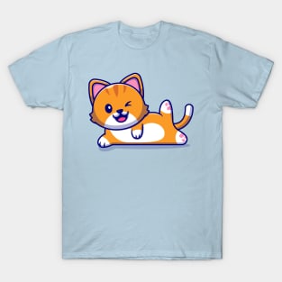 Cute Cat Yoga Pose Cartoon T-Shirt